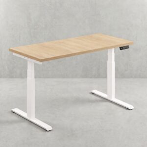 KLAP Core standing desk with Birch desktop and White frame