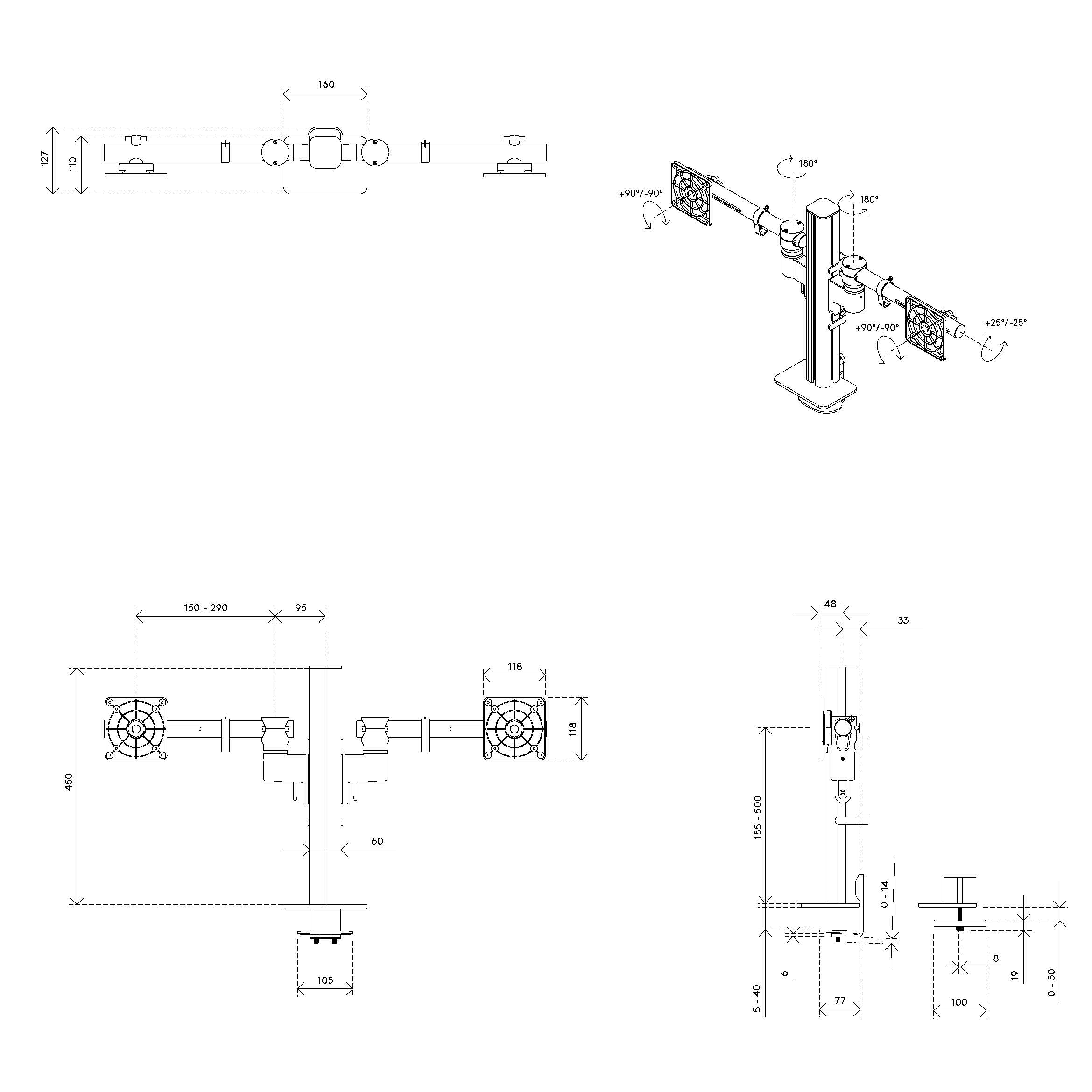 Dataflex Viewgo dual modular monitor arm - desk - Image 8